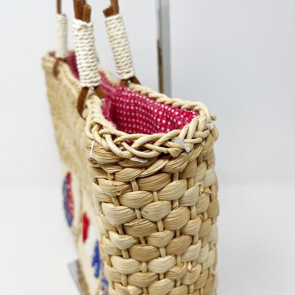 Quacker Factory USA Patriotic Wicker Tote Bag Purse Flag Sequin Embellished - Picture 10 of 16